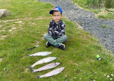 Young Arron was delighted to land 4 fish from Cragend Bait Lake 