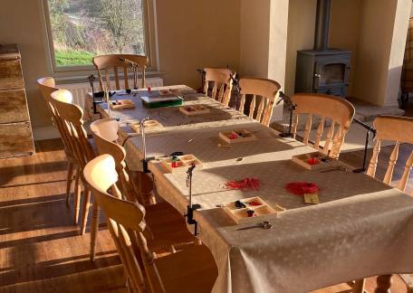 All preparations complete for our junior fly tying session