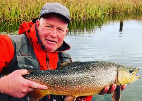 Tony Rowley landed this 7lb Tiger Trout from Long Crag lake 