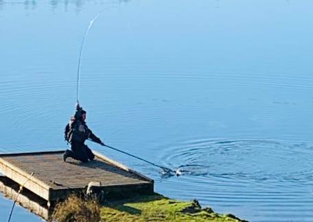 Tony netting his first fish after just 10mins of starting