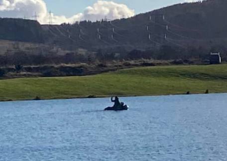 Lee Mooney enjoying some sport on his Float Tube