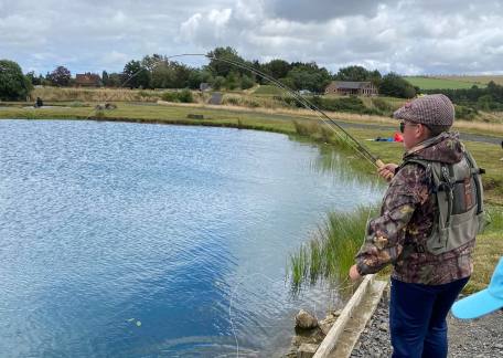 Joe Camsell playing a fish during the Thrunton Junior session