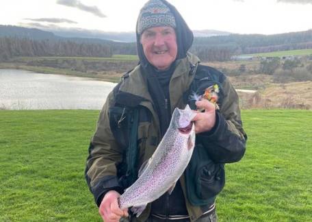 Ken Middlemast landed this nice 4lb 11oz Rainbow from Coe Crag Lake using a Dawsons Olive 